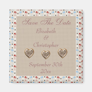 Wonderland Flamingos Save the Date Wedding Magnet