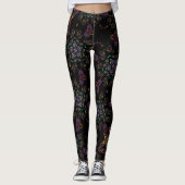 Wonderland gekke kat geometrische zwarte smaragd leggings (Voorkant)