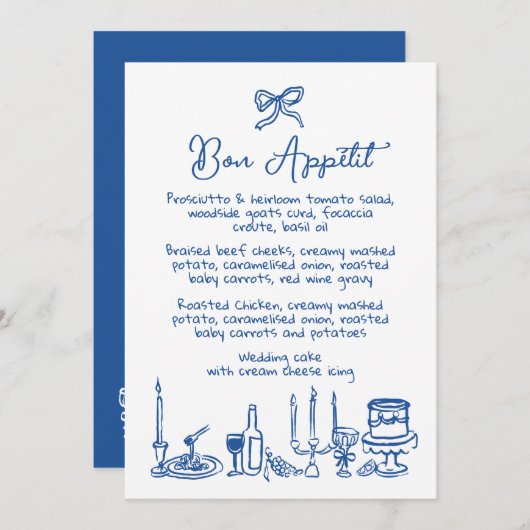 WONDERLAND Hand getekend bewerkbaar huwelijksmenu Menu (Voorkant / Achterkant)