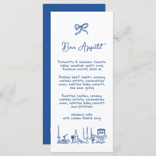 WONDERLAND Hand getekend bewerkbaar huwelijksmenu Menu (Voorkant / Achterkant)