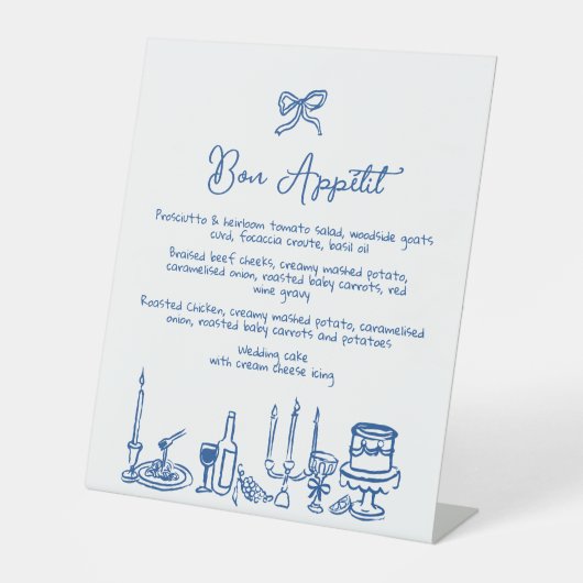 WONDERLAND Hand getekend bewerkbaar huwelijksmenu Reclamebord Met Voetstuk (Voorkant)
