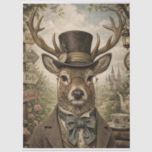 Wonderland Hert Steampunk Tissuepapier (Voorkant)