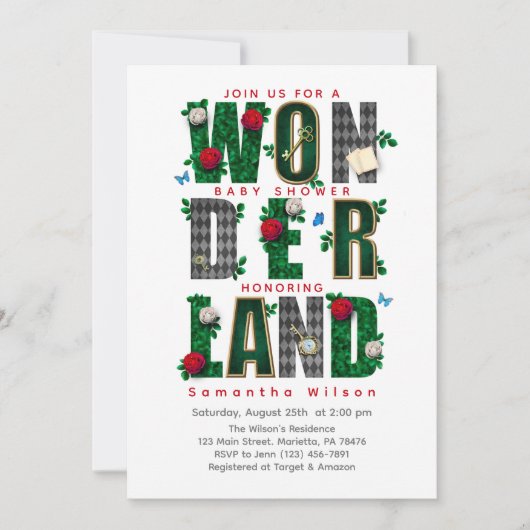 Wonderland I Tea Party Baby shower Kaart (Voorkant)