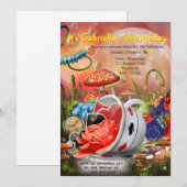 Wonderland Invitation, Wonderland Party Kaart (Voorkant / Achterkant)