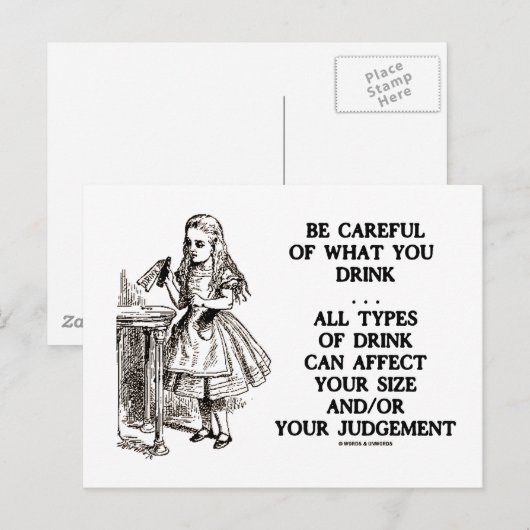 Wonderland is voorzichtig wat je Drink (Alice) Briefkaart (Voorkant / Achterkant)