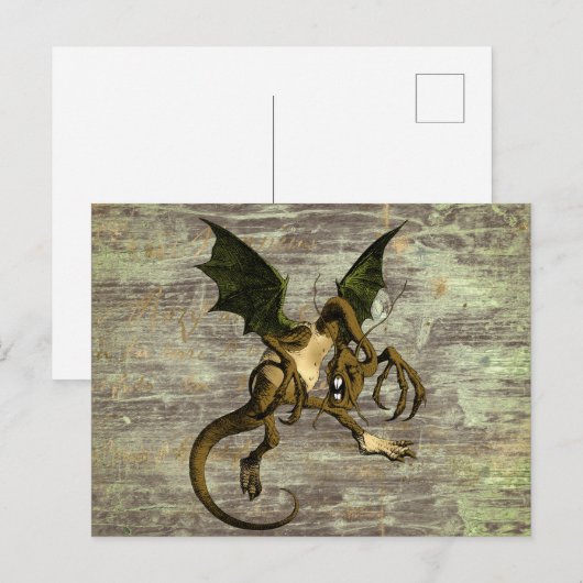 Wonderland Jabberwocky op verhard hout Briefkaart (Voorkant / Achterkant)