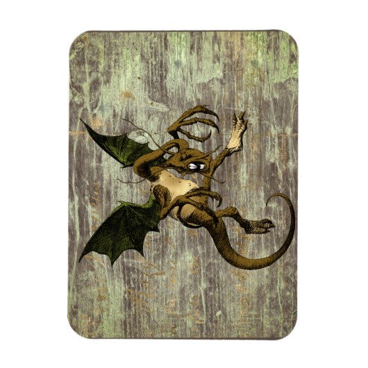 Wonderland Jabberwocky op verhard hout Magneet (Verticaal)