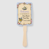 Wonderland Konijn Huwelijksprogramma Vintage Waier Handwaaier (Voorkant)