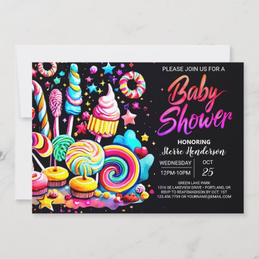 Wonderland Lollipop Baby shower Kaart (Voorkant)