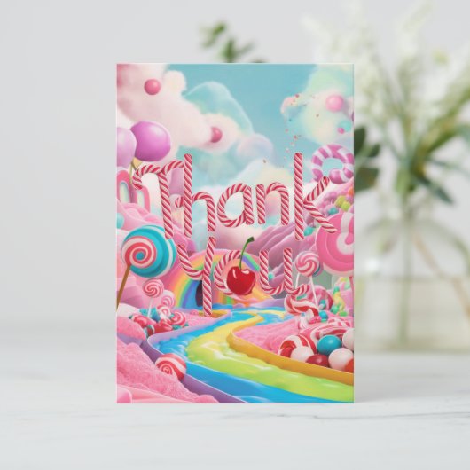 Wonderland Lollipop Candyland bedankkaart (Staand voorkant)