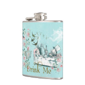 Wonderland Mad Tea Party Aqua Pink Flask Heupfles (Links)