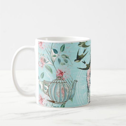 Wonderland Mad Tea Party Aqua Pink Mok (Links)