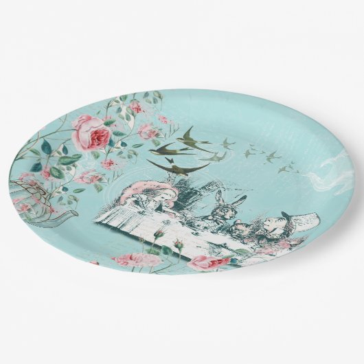 Wonderland Mad Tea Party Aqua Pink Paper Bord (Gekanteld)