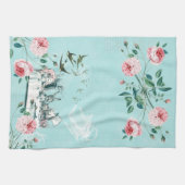 Wonderland Mad Tea Party Aqua Pink Tea Towel Theedoek (Horizontaal)