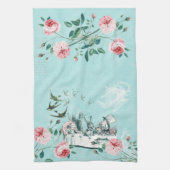 Wonderland Mad Tea Party Aqua Pink Tea Towel Theedoek (Verticaal)