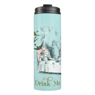 Wonderland Mad Tea Party Aqua Pink Thermal Tumbler Thermosbeker