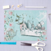 Wonderland Mad Tea Party Aqua Pink Weefpapier Tissuepapier (Craft)