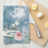 Wonderland Mad Tea Party Blue Pink Tea Towel Theedoek (Quarter Fold)