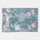 Wonderland Mad Tea Party Blue Pink Tea Towel Theedoek (Horizontaal)