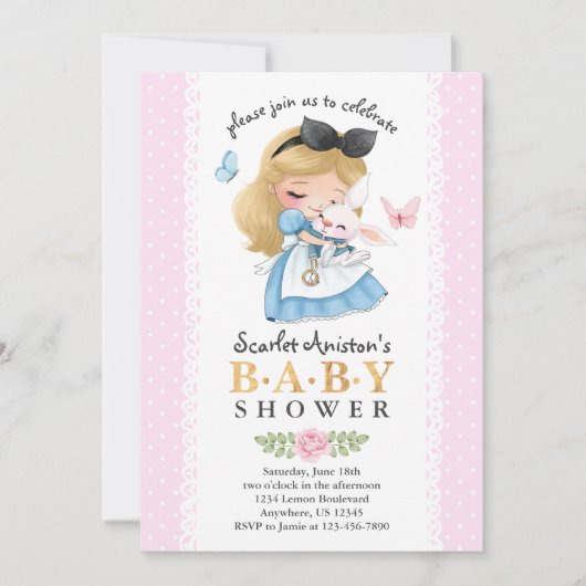 Wonderland Meisje Baby shower Kaart (Voorkant)