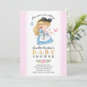 Wonderland Meisje Baby shower Kaart (Staand voorkant)