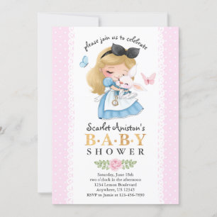 Wonderland Meisje Baby shower Kaart