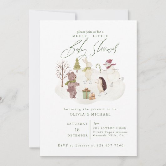 Wonderland Merry Little Christmas Baby shower Kaart (Voorkant)