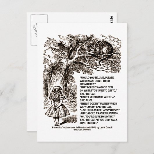 Wonderland op welke manier ik het citaat zou moete briefkaart (Voorkant / Achterkant)