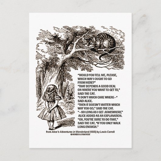 Wonderland op welke manier ik het citaat zou moete briefkaart (Voorkant)