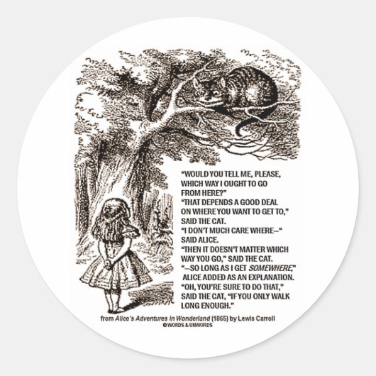 Wonderland op welke manier ik het citaat zou moete ronde sticker (Voorkant)