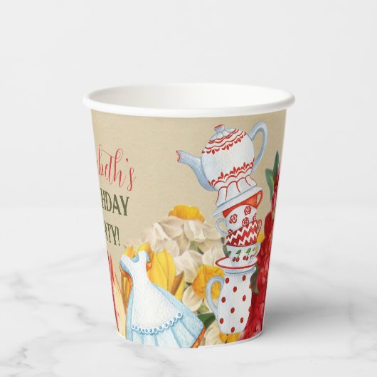 Wonderland Party Cups Papieren Bekers (Achterkant)