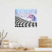 Wonderland Pink Flamingo Fantasy Art Poster (Keuken)