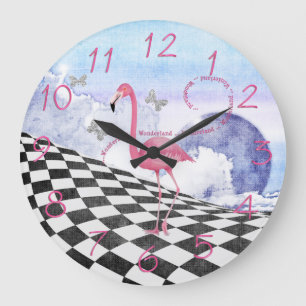 Wonderland Pink Flamingo Fantasy Clock Grote Klok