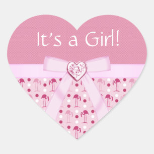 Wonderland Pink Flamingo Nieuwe Baby Meisje Sticke Hart Sticker