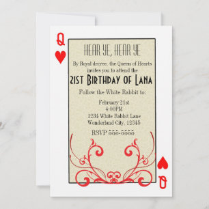 Wonderland Queen of Hearts Kaart Invitation