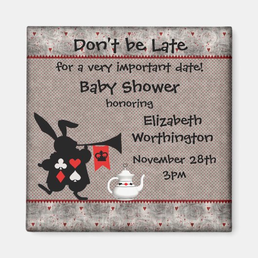 Wonderland Rabbit Baby shower Save the Date Magneet (Voorkant)