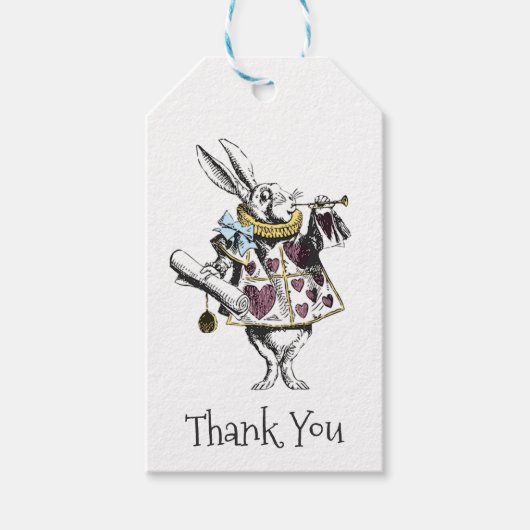 Wonderland Rabbit Blue Polka Dot Dank u Cadeaulabel (Voorkant)