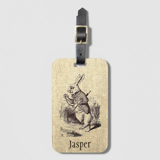 Wonderland Rabbit gepersonaliseerd Bagagelabel (Voorkant (verticaal))