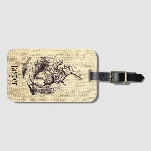  Wonderland Rabbit gepersonaliseerd Bagagelabel (Voorkant (horizontaal))