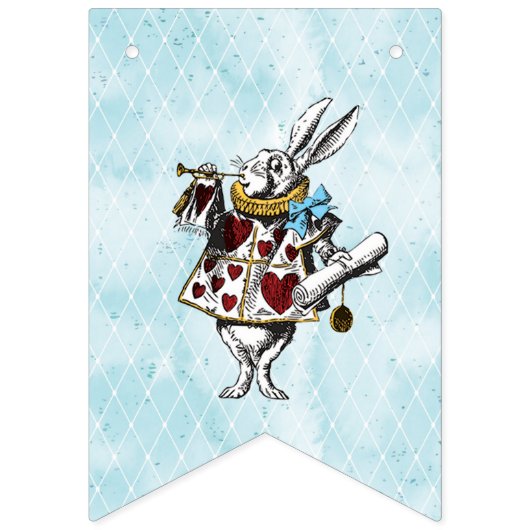 Wonderland Rabbit Happy Birthday Vlaggetjes (Eerste vlag)