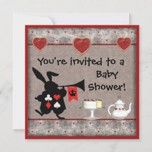 Wonderland Rabbit Herald Baby shower Invites Kaart