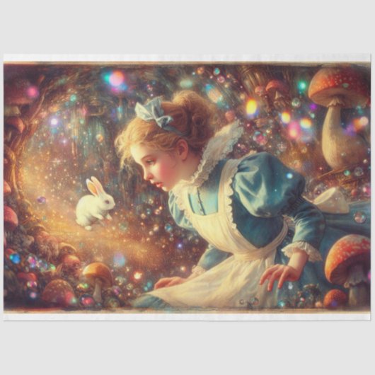 Wonderland Rabbit Hole Fantasy Art Decoupage Tissuepapier (Voorkant)