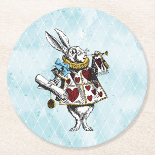 Wonderland Rabbit Illustratie Ronde Kartonnen Onderzetter
