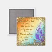 Wonderland Rabbit Save The Date Baby shower Magneet (Voorkant / Achterkant)