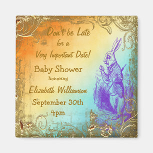 Wonderland Rabbit Save The Date Baby shower Magneet