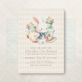 Wonderland Rabbit Tea Party 1e verjaardag Kaart