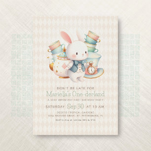 Wonderland Rabbit Tea Party 1e verjaardag Kaart
