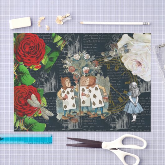 Wonderland Rozen Kaarten Literair weefselpapier Tissuepapier (Craft)