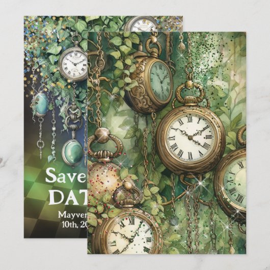 Wonderland Save the Date Kaart (Voorkant / Achterkant)