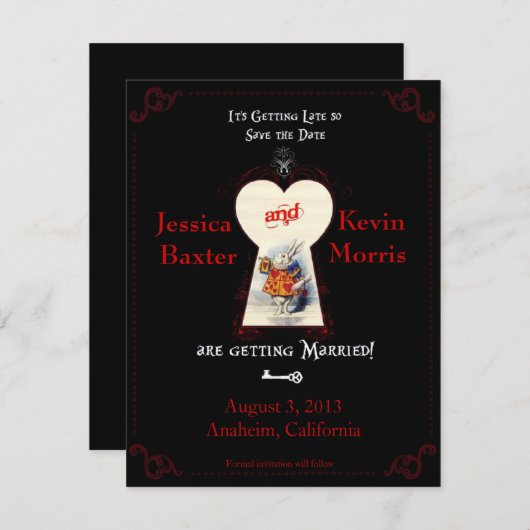 Wonderland Save the Date Kaart (Voorkant / Achterkant)